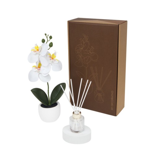 Decoracion Set Decorativo Fiora Blanco KTC 978 B Blanco (KTC978B - plastico / carton / vidrio / fibra de poliester / fragancia - articulo promocional)