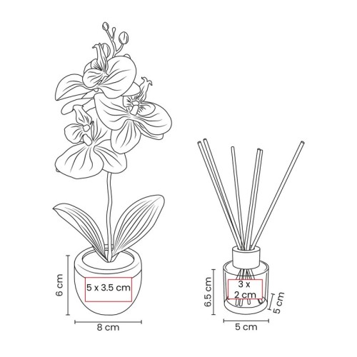 KTC-978-VECTOR Decoracion Set Decorativo Fiora Blanco KTC 978 B Blanco (KTC978B – plastico / carton / vidrio / fibra de poliester / fragancia – articulo promocional)