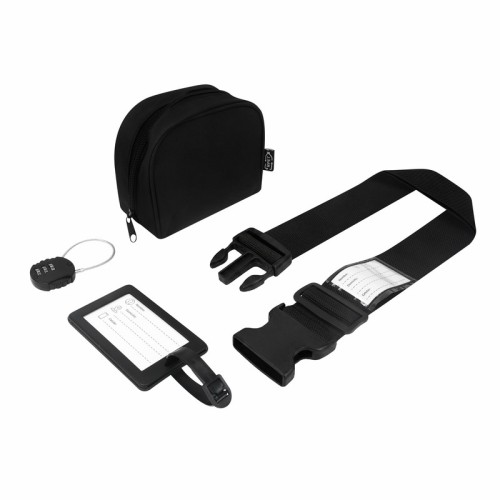 Accesorios para Viaje Set de Viaje Reis Negro PRO 118 N Negro (PRO118N - plastico reciclado estuche / metal candado / poliester cinta / plastico identificador - articulo promocional)
