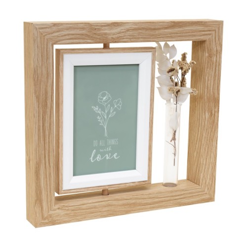 Decoracion Portarretrato Rosmary Beige PRT 122 BE Beige (PRT122BE - mdf / vidrio / flores secas - articulo promocional)