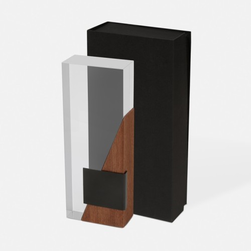RMT-002 Accesorio Oficina Reconocimiento Aurix RMT 002 C Cafe (RMT002C – vidrio / madera / metal – articulo promocional)