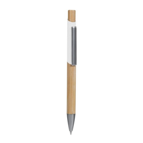 RQ-1130-B_2 Boligrafo Metalico Boligrafo Holz Blanco RQ 1130 B Blanco (RQ1130B – aluminio / bambu – articulo promocional)