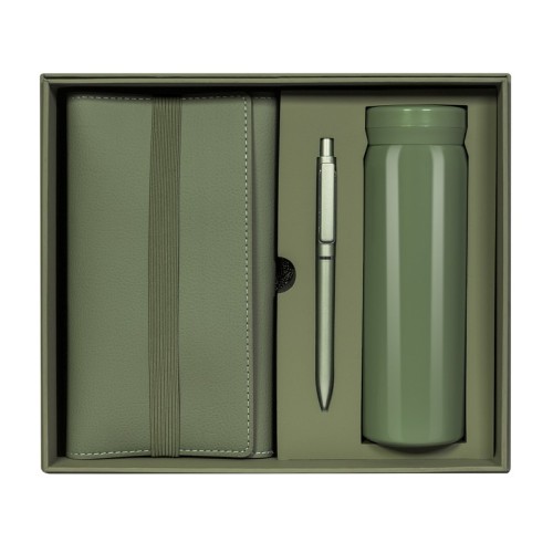 SET-016-V_1 Set Ejecutivo Set Birkin Verde SET 016 V Verde (SET016V – acero inoxidable / plastico / curpiel / carton – articulo promocional)