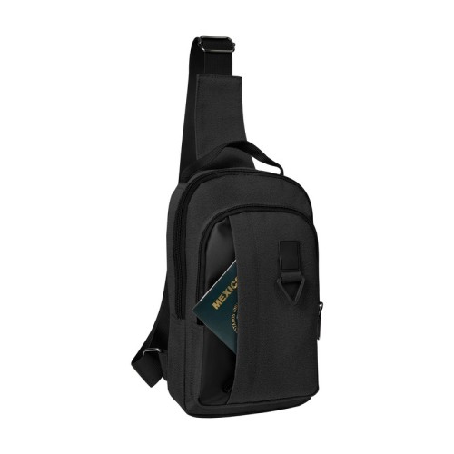 Cangurera Mochila de Viaje Jimmy Negro SIN 607 N Negro (SIN607N - poliester - articulo promocional)