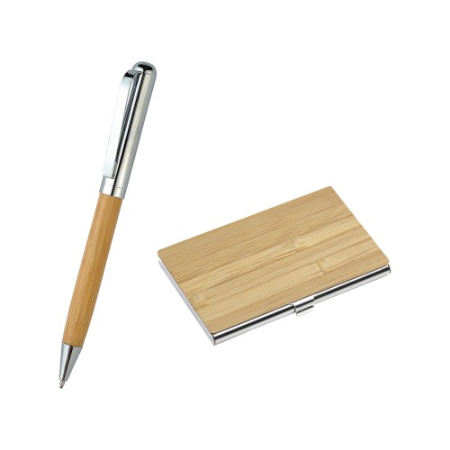 Articulo Escritura Set de Pluma y Tarjetero Daraya. ST-032C Bambu (ST032C - articulo promocional)