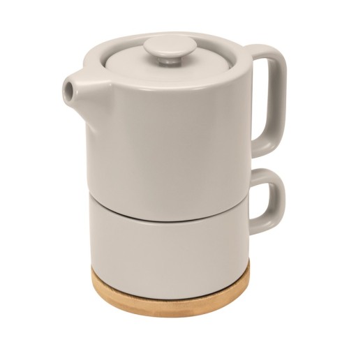 Tazas Taza Tetera Hunni Beige TAZ 066 BE Beige (TAZ066BE - ceramica / bambu - articulo promocional)