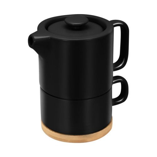 Tazas Taza Tetera Hunni Negro TAZ 066 N Negro (TAZ066N - ceramica / bambu - articulo promocional)