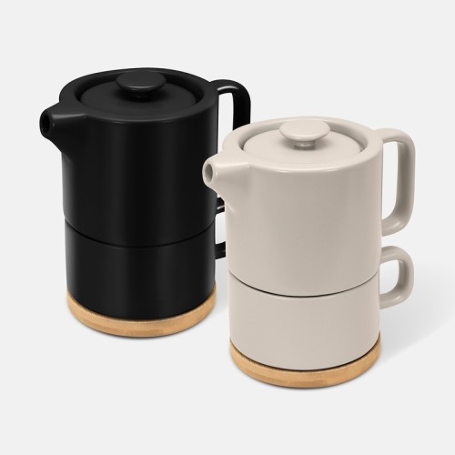 TAZ-066 Tazas Taza Tetera Hunni Negro TAZ 066 N Negro (TAZ066N – ceramica / bambu – articulo promocional)