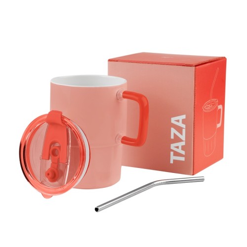 TAZ-067-O_2 Tazas Taza Coraline Naranja TAZ 067 O Naranja (TAZ067O – ceramica / plastico / acero inoxidable – articulo promocional)
