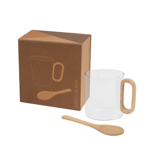 Tazas Taza Soki Blanco TAZ 074 B Blanco (TAZ074B - vidrio borosilicato / bambu - articulo promocional)