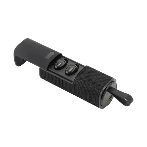ACCESORIO TECNOLOGIA POWER BANK CON BOCINA Y AUDIFONOS BILA. TH-148N NEGRO (TH148N - ARTICULO PROMOCIONAL)